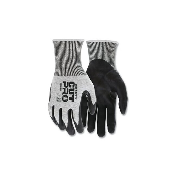 CutPro® 92754BP 13-ga HyperMax® PU Coated Gloves, Bi-Polymer, Small, Salt-and-Pepper/Black Pack of 12
