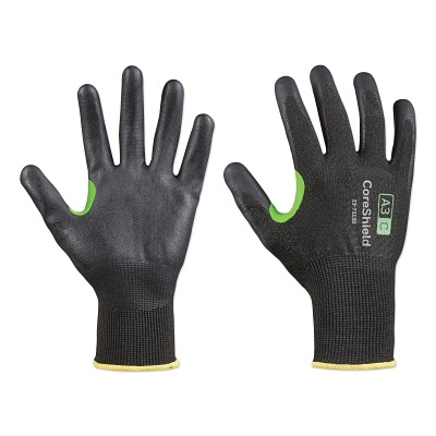 CoreShield™ A3/C Coated Cut Resistant Gloves, 10/XL, HPPE/Basalt Black Liner, Nitrile Micro-Foam Black Coating, 18 ga