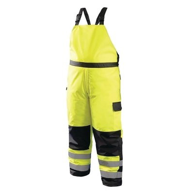Class E High Visibility Winter Bib Pants, Yellow with Black/Silver Reflective Tape, 4X-Large
