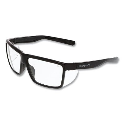 Swagger® SR2 Series Safety Glasses, Polycarbonate Lens/Fr, Duramass® Hard Coat, Black Frame, Clear Lens