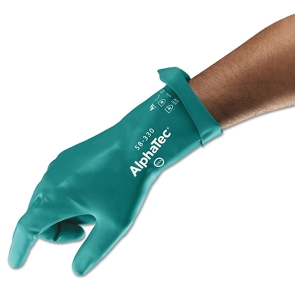 58-330 AQUADRI™ Medium-Duty Nitrile Gloves, Gauntlet Cuff, Soft Foam Lining, Size 10, Green