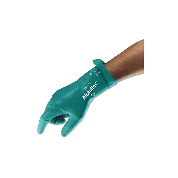 58-330 AQUADRI™ Medium-Duty Nitrile Gloves, Gauntlet Cuff, Soft Foam Lining, Size 10, Green