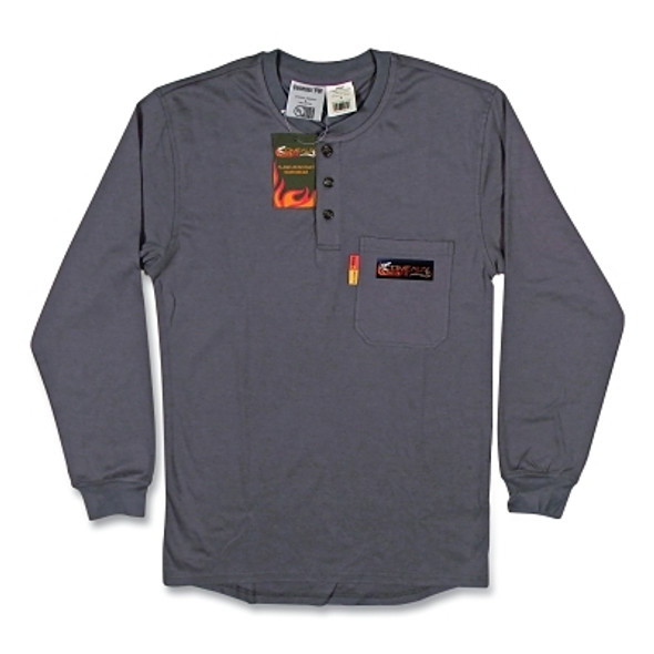 FR Treated Henley Shirts, X-Large, Grey FR Treated Henley Shirts, X-Large, Grey