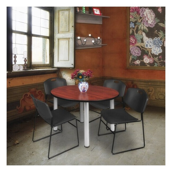 Kee Round Table & Chair Set, Wood, Metal, Polypropylene Top
