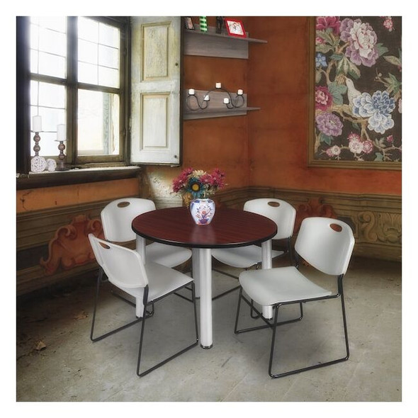 Kee Round Table & Chair Set, Wood, Metal, Polypropylene Top
