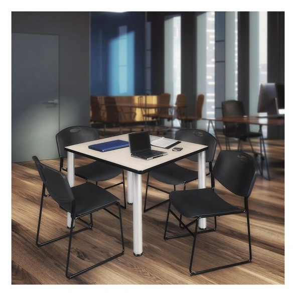 Kee Square Table & Chair Set, Wood, Metal, Polypropylene Top