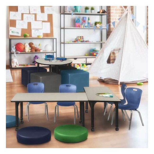 Kee 42 x 30 in. Height Adjustable Mobile Classroom Activity Table- Maple