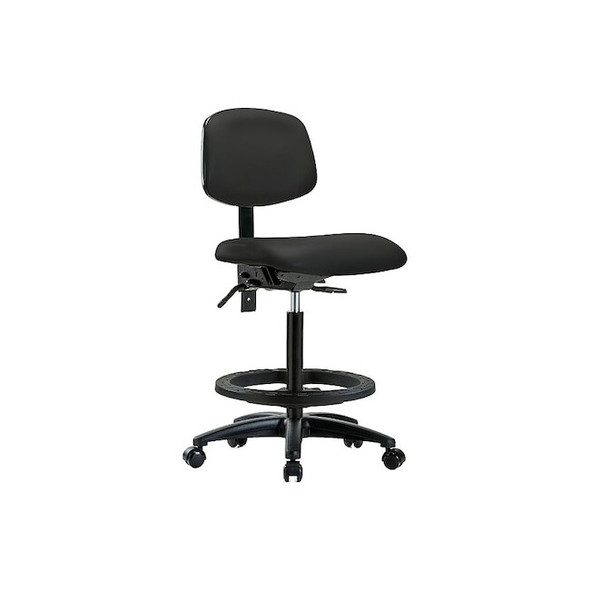 High Bench Chair Ergonomic Chair, No Arms, 25" to 34-1/2" Height, Vinyl, Black