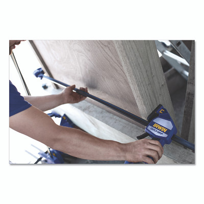 Heavy-Duty One-Handed Bar Clamp, Opening Max 58-7/8 in, Throat Depth 3-5/8 in, Capacity 50 in