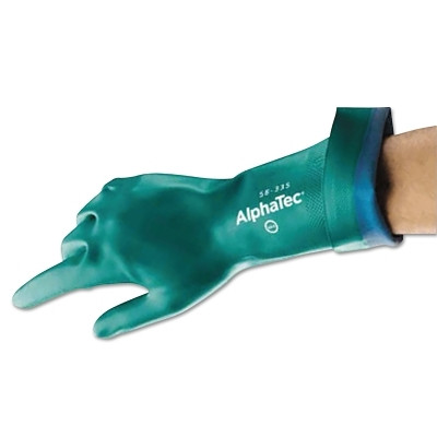 58-335 AQUADRI™ Heavy-Duty Nitrile Gloves, Gauntlet Cuff, Soft Foam Lining, Size 10, Green