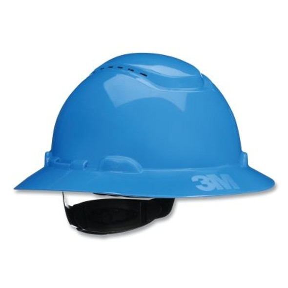 SecureFit™ Pressure Diffusion Ratchet Suspension w/UVicator Hard Hats and Caps, Full Brim, Vented, Blue