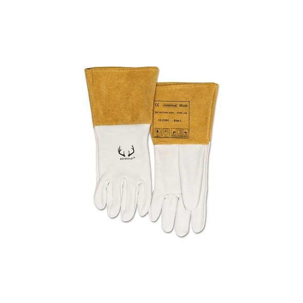 DEERSOsoft® Deerskin/Split Cowhide MIG/TIG Welding Gloves, Small, Pearl Pack of 12