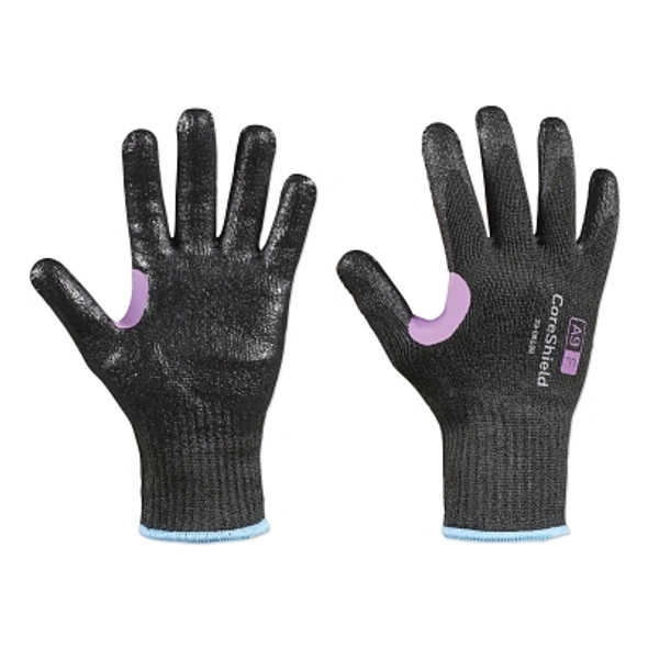 CoreShield™ A9/F Coated Cut Resistant Gloves, 8/M, HPPE/Kevlar®/Alloy, Smooth Nitrile, 10 ga, Black