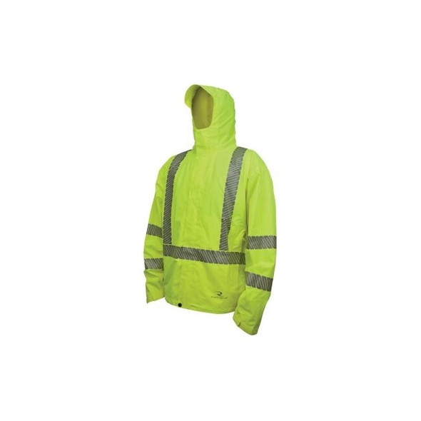 RW11 Type R Class 3 Waterproof Lightweight Packable Raincoat, RipStop, Yellow w/Silver Reflective Tape, 4X-Large