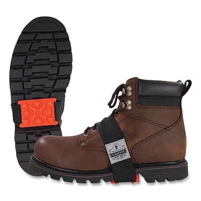 TREX Mid-Sole Ice Cleats, Heeled Boot, 12 Tungsten Carbide Studs Per Cleat, Orange