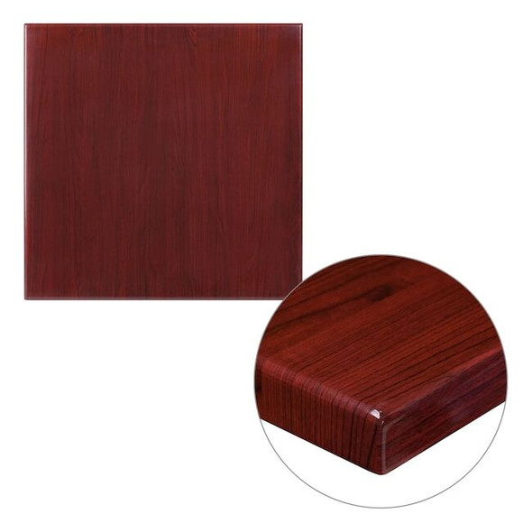 Flash Furniture Square Mahogany Resin Table Top,24 TP-MAH-2424-GG