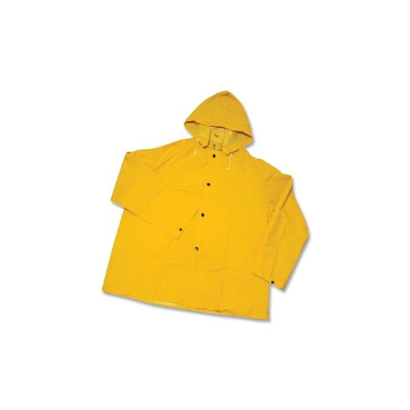 Rainsuit, Jacket w/Detachable Hood, 0.35 mm PVC/Polyester, Yellow, X-Large