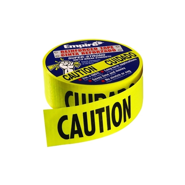 Safety Barricade Tape, 3 in x 500 ft, Yellow, Caution