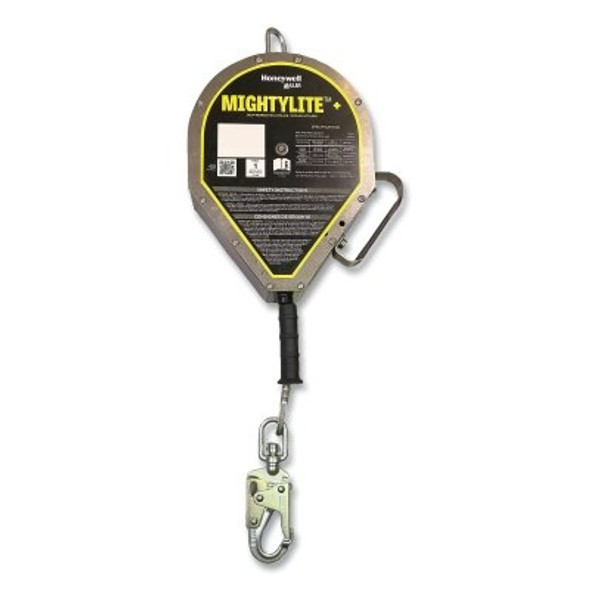 MightLite™+ Self-Retracting Lifeline, Galvanized Steel, 30 ft L, Carabiner, 420 lb, Swivel Snap, 1 Leg