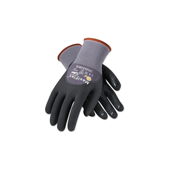 MaxiFlex Endurance Gloves, Large, Black/Gray, Palm, Finger and Knuckle Coated