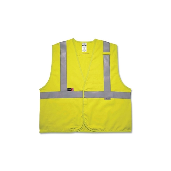 GloWear® Safety Vest, 8261FRHL, Fire Resistant, Modacrylic, Class 2, Type R, 2 Pockets, Reflective Tape, 2X-L/3X-L, Lime