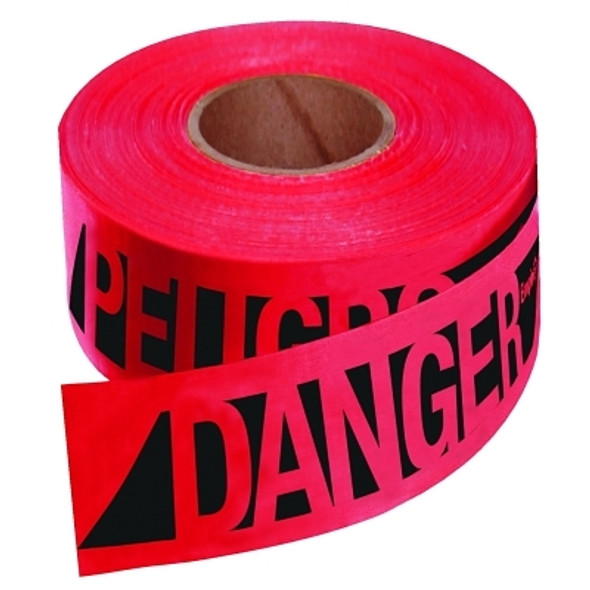 Safety Barricade Tape, 3 in x 500 ft, Red, Danger Safety Barricade Tape, 3 in x 500 ft, Red, Danger