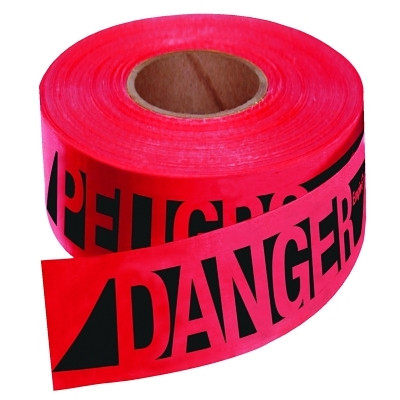 Safety Barricade Tape, 3 in x 500 ft, Red, Danger