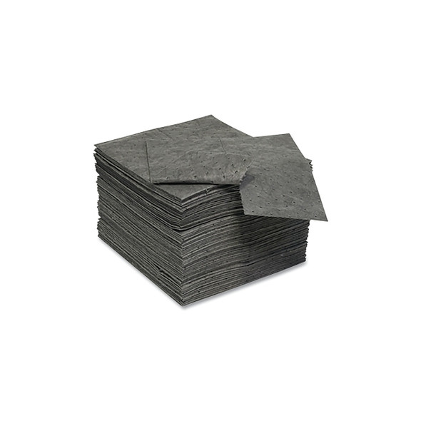 Sorbent Pads and Rolls, 16 in L x 18 in W, Universal, Premium, Single-Ply, Gray, Pads