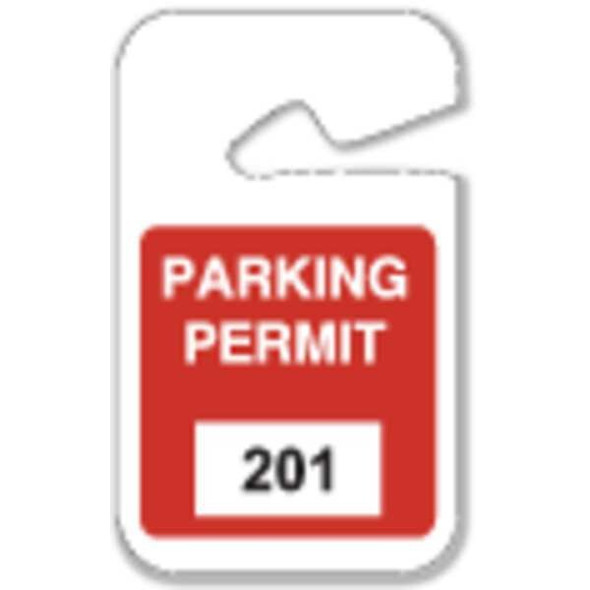 Brady Parking Permits, Rearview, 201-300, Wht/Red 96272