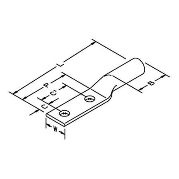 3m Two Hole Lug Compress Conct,2/0 AWG,PK10 31137