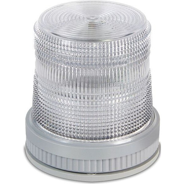 Warning Light, White, LED, 120V AC, 65 FPM, 3 3/4 in Dia., Surface