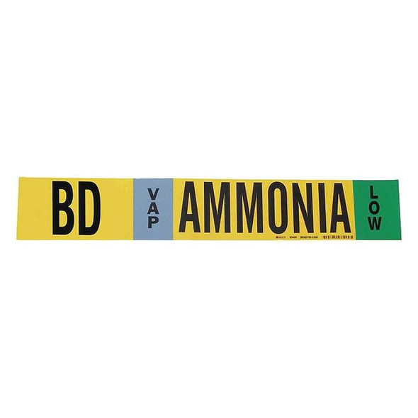 Brady Pipe Marker,Ammonia,2 1/4 in H,14 in W 90400