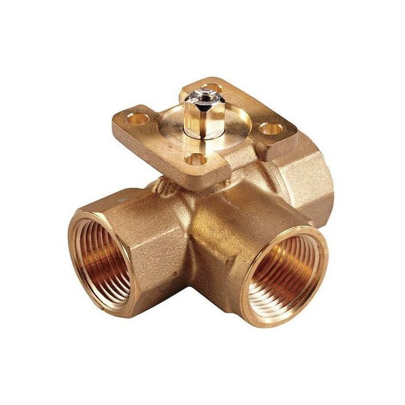 Johnson Controls HVAC Ball Valve,Three-Way,Brass,1/2 in VG1845AE