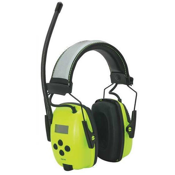 Sync Radio Over-the-Head Electronic Ear Muffs, 25 dB NRR, Rigid, Green
