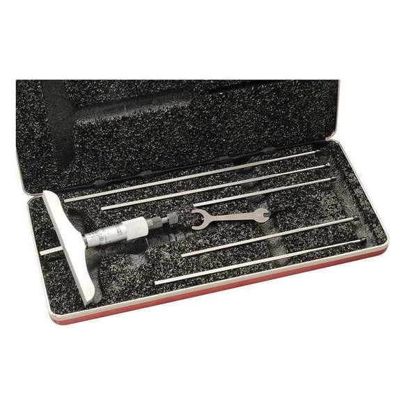 Starrett Depth Micrometer, Non-Rotating, 0-6" 449BZ-6R