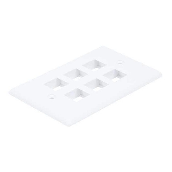 Monoprice WallPlate,Blank,6 Hole, White 6733
