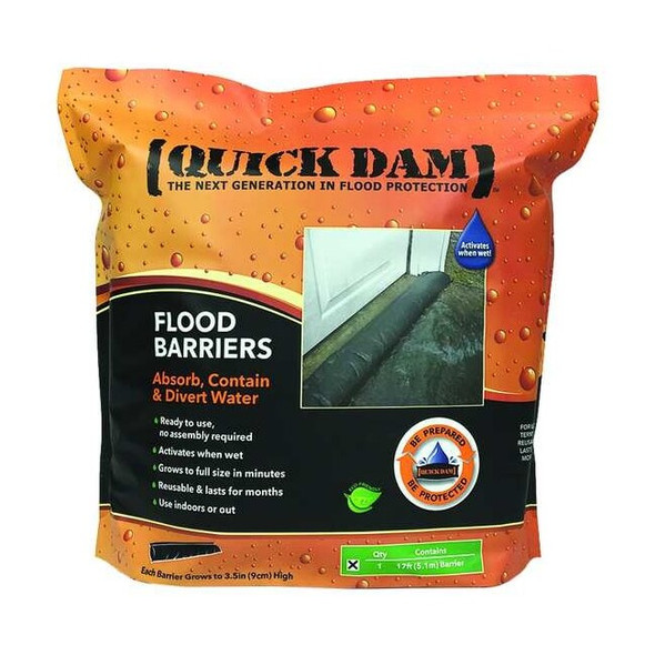 Quick Dam Water Act Flood Barrier,3.5"Hx17'L, PK1 QD617-1