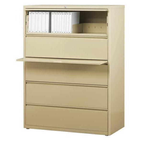 Hirsh 42" W 5 Drawer Lateral File Cabinet, Putty,  A4/Legal/Letter 17648