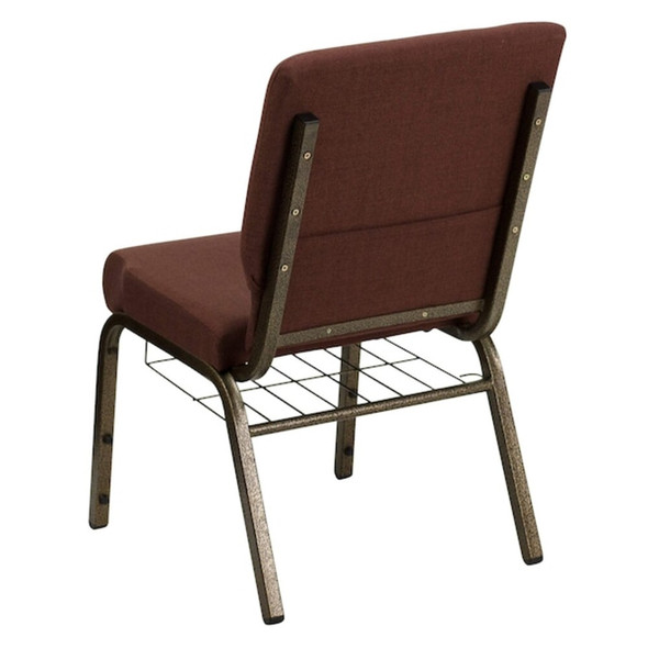 Hercules Church Chair, Brown Back, 19-1-4 in W 25" L 33-1-4" H, Fabric Seat  FD-CH02185-GV-10355-BAS-GG