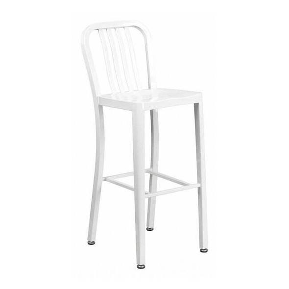 Flash Furniture 30" High White Metal Barstool with Slat Back CH-61200-30-WH-GG