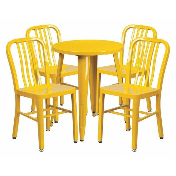 Flash Furniture Yellow Metal Table Set,24RD CH-51080TH-4-18VRT-YL-GG