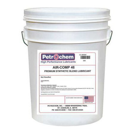 Petrochem Compressor Oil,5 gal.,Pail,Synthetic Oil AIR-COMP 46-005