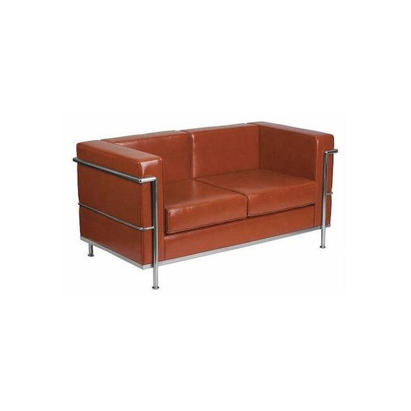 Cognac Leather Loveseat 57"x28-1/2"x27-1/2