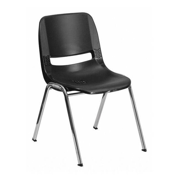 Flash Furniture Stack Chair,Chrome Frame,Black,14" RUT-14-BK-CHR-GG
