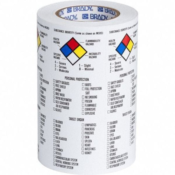 Brady Vinyl NFPA Label,8"H X 3"W,PK500 121162