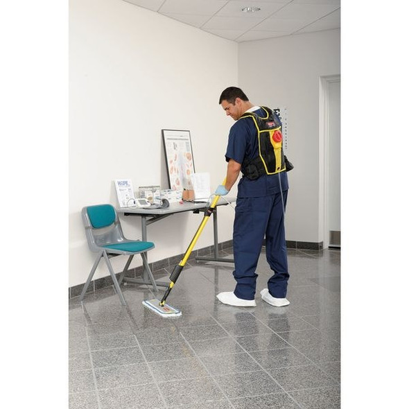 Rubbermaid Commercial 18" Hook-and-Loop Backpack Mop Kit, Black/Yellow, Aluminum FGQ97900YL00
