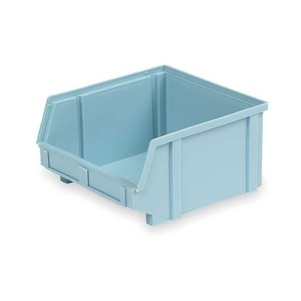 Hang & Stack Storage Bin, Plastic, Light Blue, 6 in H, 11 3/8 in W, 12 7/8 in L
