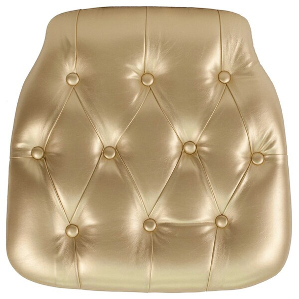 Hard Gold Tufted Vinyl Chiavari Chair Cushion, PK20