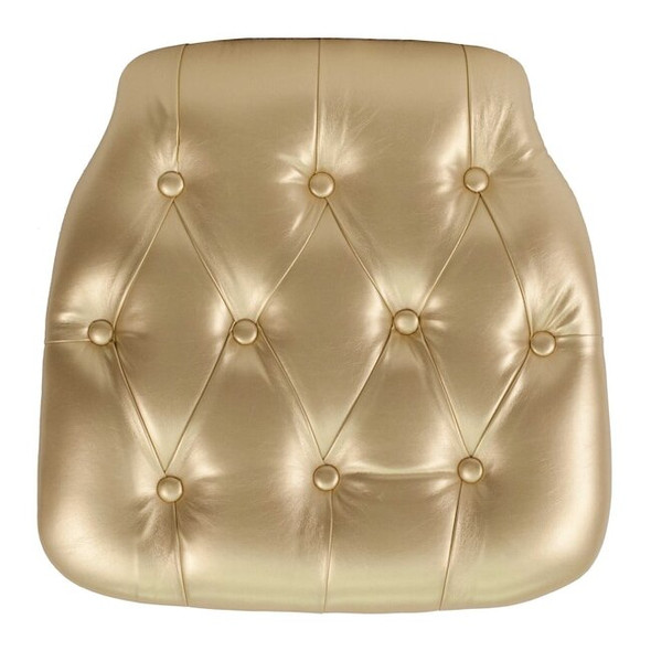 Hard Gold Tufted Vinyl Chiavari Chair Cushion, PK20