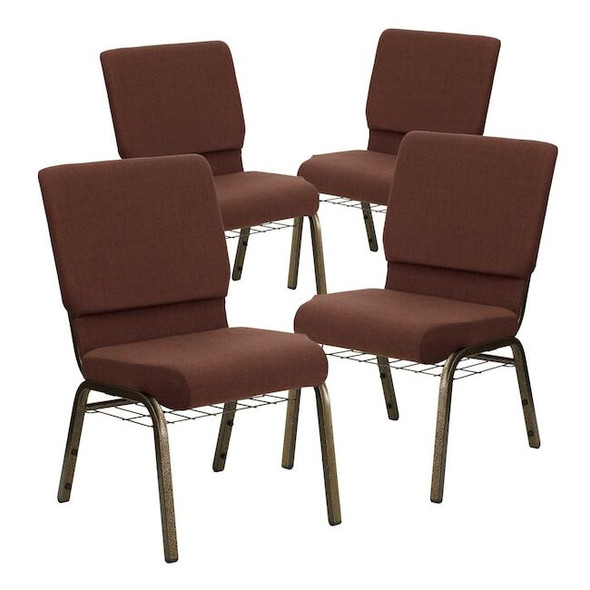 Flash Furniture Brown Fabric Church Chair,PK4 4-FD-CH02185-GV-10355-BAS-GG